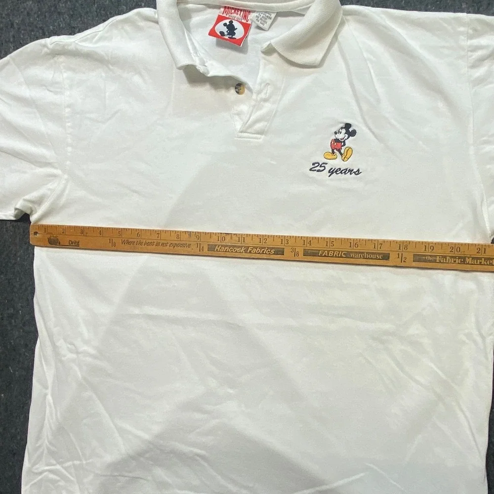 Mickey Inc Vintage 90s Men M Disney World 25 Years Epcot Polo Shirt White Cotton